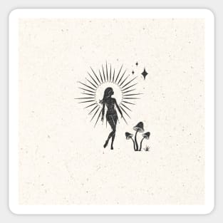 Walking Sun Mushroom Goddess Sticker